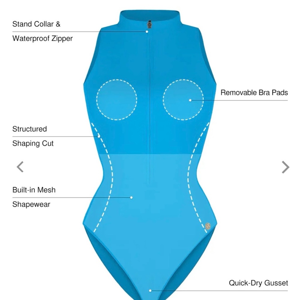 NWT Popilush Zip-Front One-Piece Tummy control  Swimsuit - Picture 4 of 8